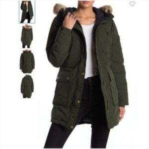 Kenneth Cole Down Filled Faux Fur Trim Hood Parka